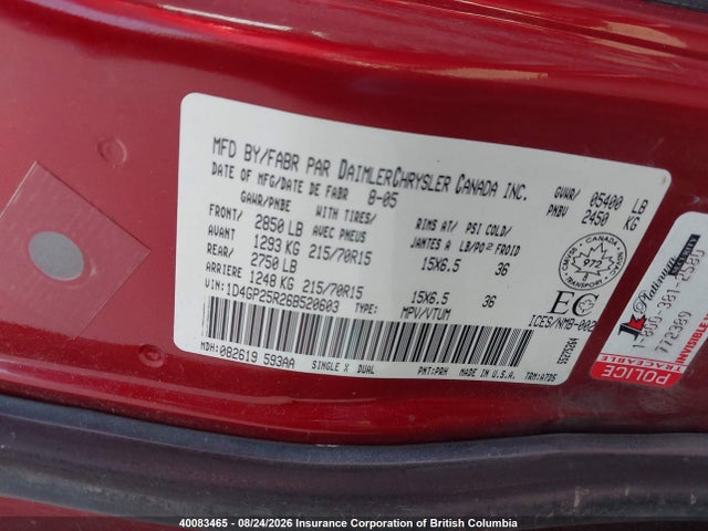 2006 Dodge Caravan Se მანქანა იყიდება აუქციონზე, vin: 1D4GP25R26B520603, აუქციონის ნომერი: 40083465