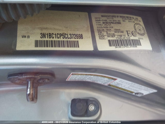 40083469 :رقم المزاد ، 3N1BC1CP5CL372698 vin ، 2012 Nissan Versa مزاد بيع