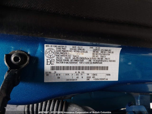 Aukcja sprzedaży 2012 Ford Focus Se, vin: 1FAHP3K23CL165385, numer aukcji: 40079897