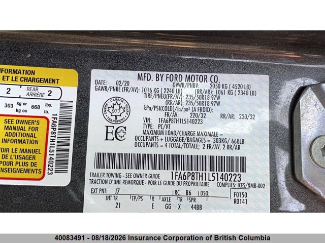1FA6P8TH1L5140223 Ford Mustang