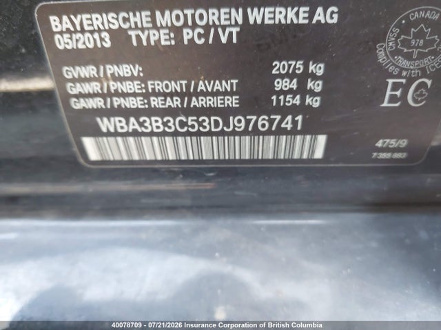 Продаж на аукціоні авто 2013 Bmw 328 Xi, vin: WBA3B3C53DJ976741, номер лоту: 40078709