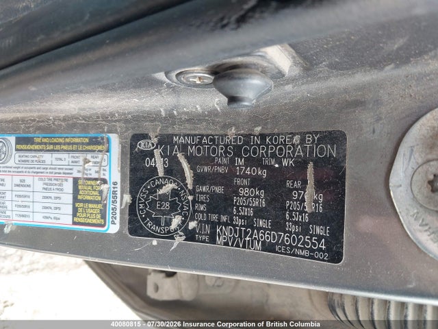 2013 Kia Soul +/!/sport მანქანა იყიდება აუქციონზე, vin: KNDJT2A66D7602554, აუქციონის ნომერი: 40080815