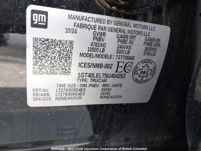 Aukcja sprzedaży 2025 Gmc Sierra Denali, vin: 1GT40LEL7SU404253, numer aukcji: 40083535