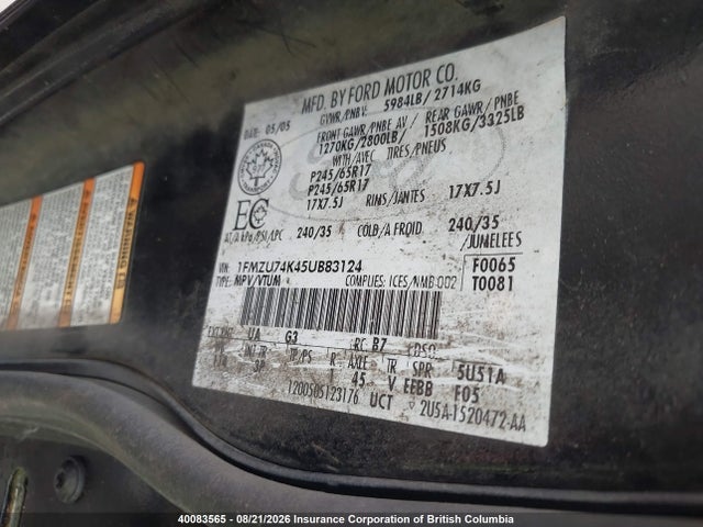 Aukcja sprzedaży 2005 Ford Explorer Eddie Bauer, vin: 1FMZU74K45UB83124, numer aukcji: 40083565