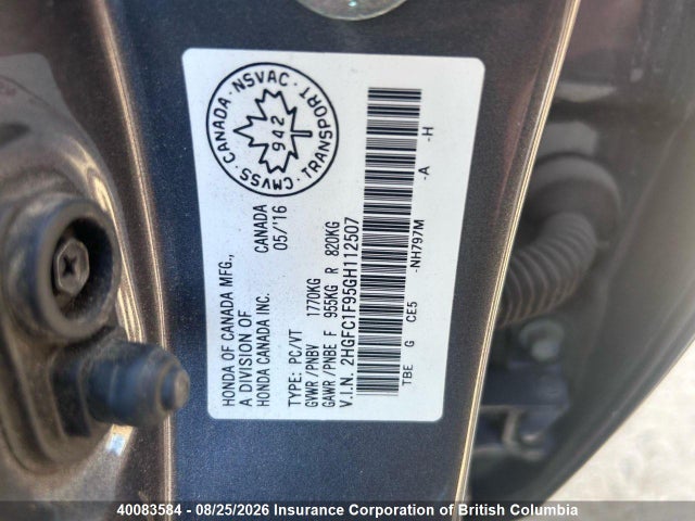 Honda Civic 2016 2HGFC1F95GH112507 Image 7