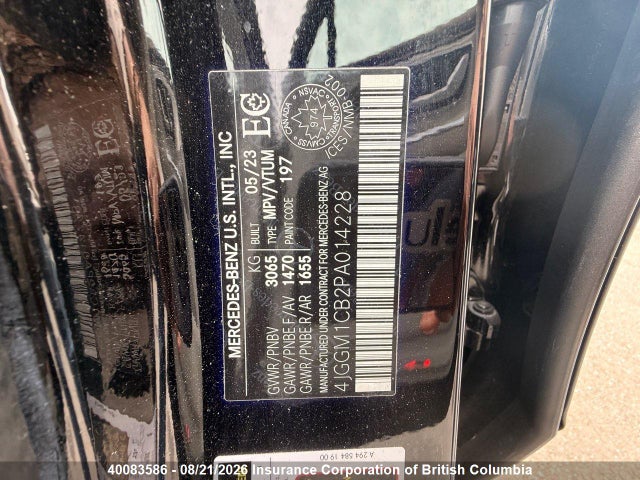 40083586 :رقم المزاد ، 4JGGM1CB2PA014228 vin ، 2023 Mercedes-benz Eqe 350 Suv 4matic مزاد بيع