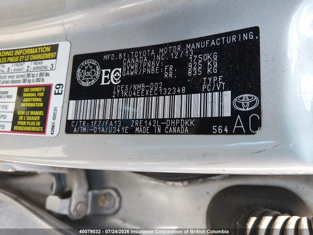 Toyota Matrix S 2014 2T1KU4EEXEC132348 Image 9