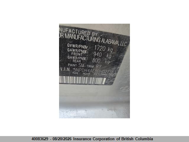 Продаж на аукціоні авто 2011 Hyundai Elantra Gls/limited, vin: 5NPDH4AE8BH027383, номер лоту: 40083629