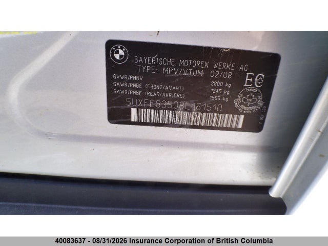 Продажа на аукционе авто 2008 Bmw X5, vin: 5UXFE83508L161510, номер лота: 40083637