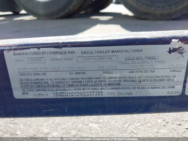 Eagle Utility Trailer 2022 184BU1019NC037385 Image 9