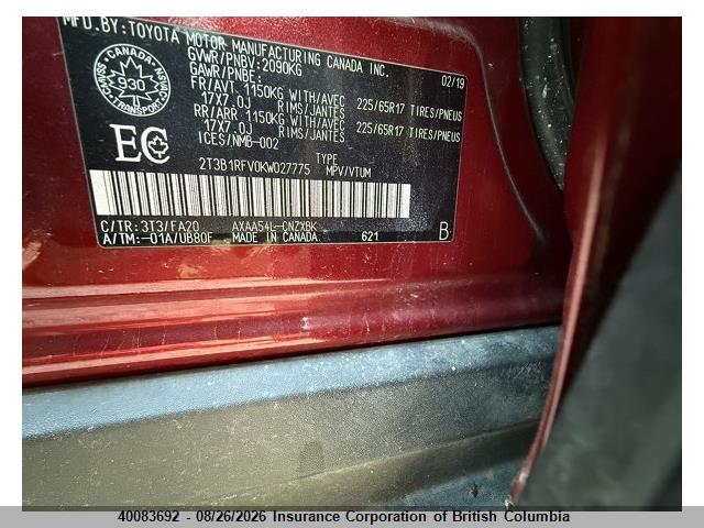 Toyota RAV4 2019 2T3B1RFV0KW027775 Image 5