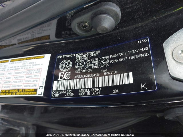 JTERU5JR7R6224846 Toyota 4runner Sr5 Premium/limited/trd Sport/trd Off Road/trd Off Road Premium/trd Pro