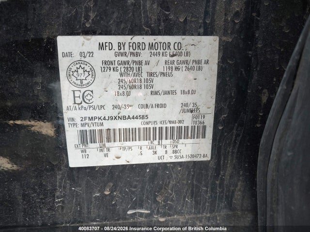 Ford Edge 2022 2FMPK4J9XNBA44585 Image 9