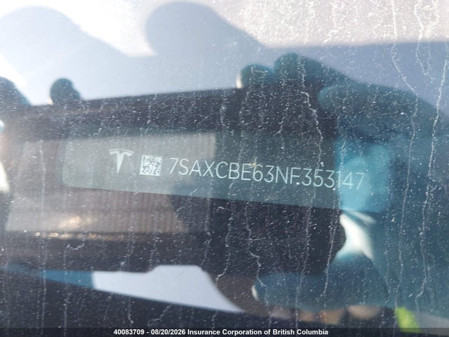 2022 Tesla Model X Awd/standard Range მანქანა იყიდება აუქციონზე, vin: 7SAXCBE63NF353147, აუქციონის ნომერი: 40083709
