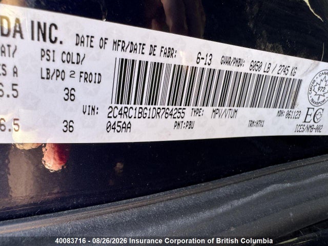 Aukcja sprzedaży 2013 Chrysler Town & Country Touring, vin: 2C4RC1BG1DR764255, numer aukcji: 40083716