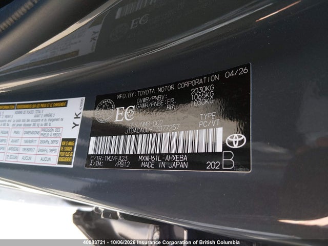 JTDACACU9T3077257 Toyota Prius Plug-in Hybrid Se