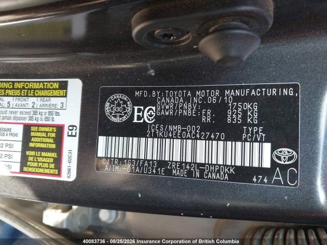 Aukcja sprzedaży 2010 Toyota Corolla Matrix, vin: 2T1KU4EE0AC427470, numer aukcji: 40083736
