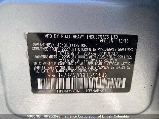JF2GPAVC6E8250842 Subaru Xv Crosstrek 2.0 Premium