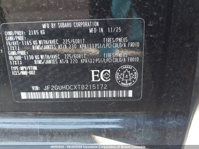 JF2GUHDCXT8215172 Subaru Crosstrek Touring