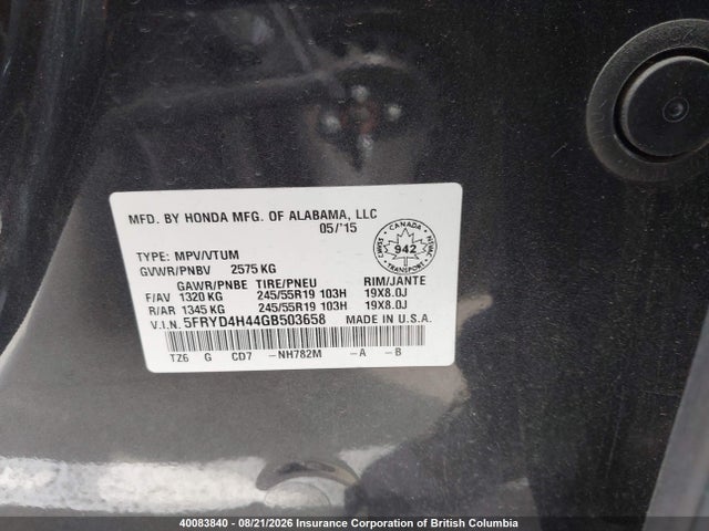Acura MDX 2016 5FRYD4H44GB503658 Image 9