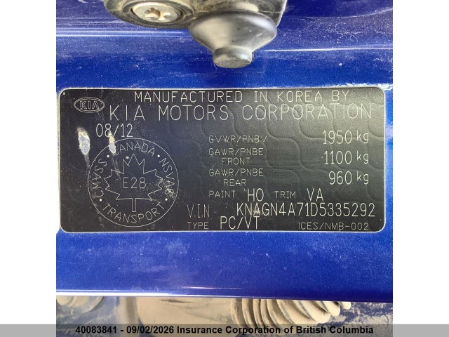 Aukcja sprzedaży 2013 Kia Optima Ex/ex Luxury/ex+, vin: KNAGN4A71D5335292, numer aukcji: 40083841