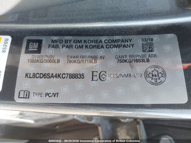 Chevrolet Spark 2019 KL8CD6SA4KC788835 Image 9