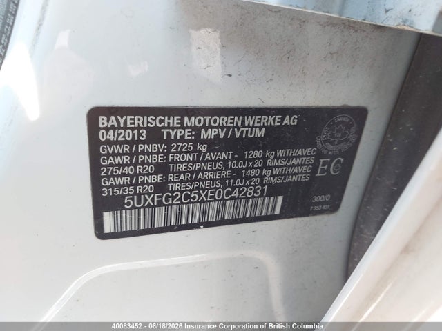 BMW X6 Xdrive35i 2014 5UXFG2C5XE0C42831 Image 9