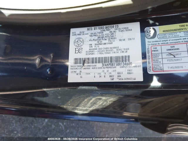 Продажа на аукционе авто 2008 Ford Fusion Sel, vin: 3FAHP08158R134600, номер лота: 40083928