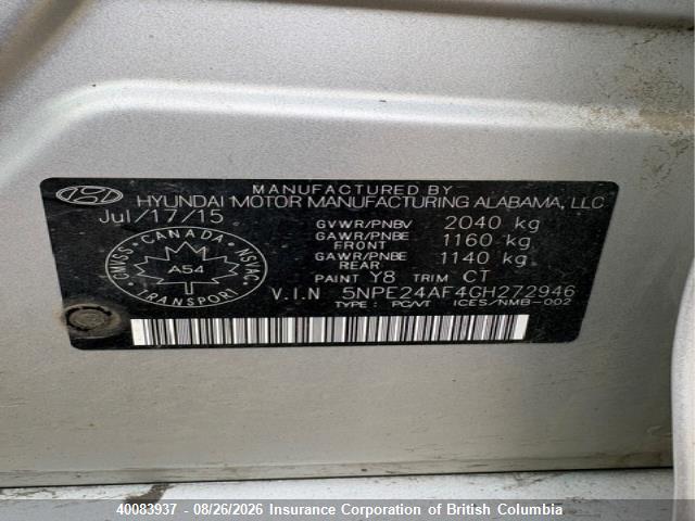 Hyundai SONATA SE 2016 5NPE24AF4GH272946 Image 20