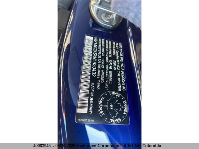 WP1AG2A5XNLB20432 Porsche Macan
