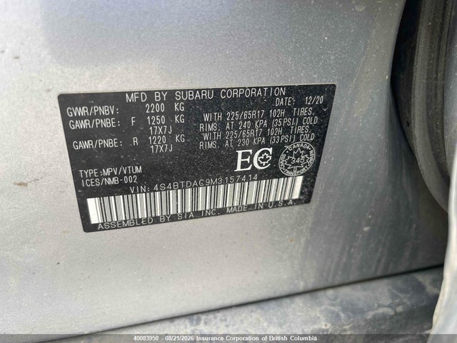 Subaru Outback Convenience 2021 4S4BTDAC9M3157414 Image 13