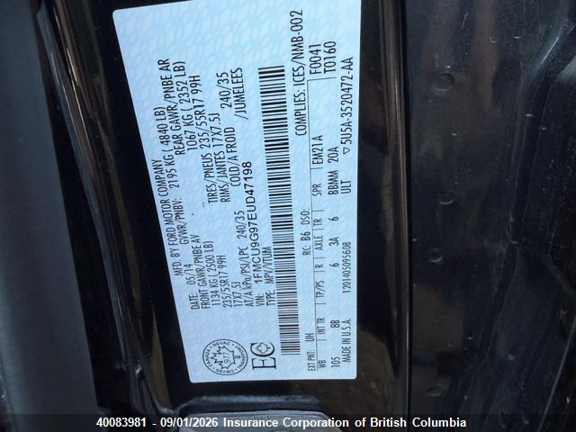 1FMCU9G97EUD47198 Ford ESCAPE SE