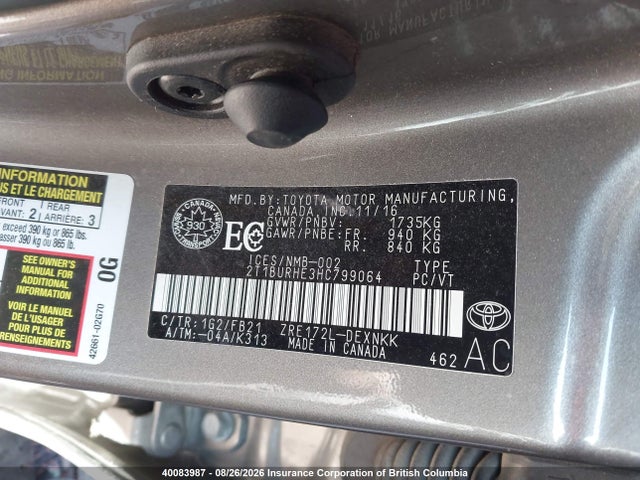 2T1BURHE3HC799064 Toyota Corolla L/le/xle/se/xse