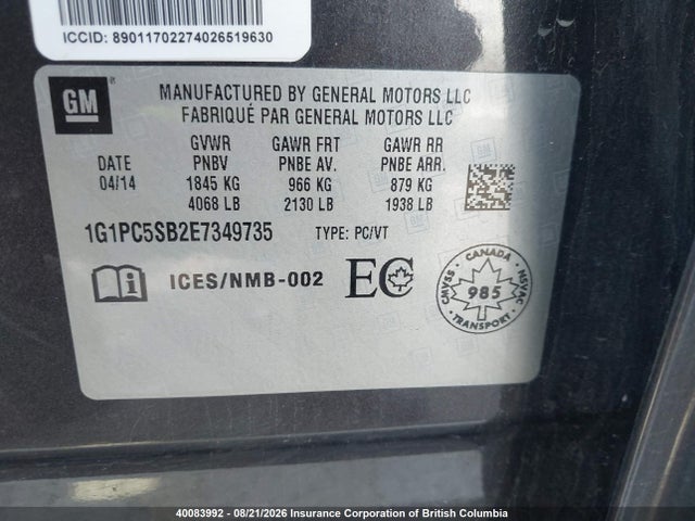 Продаж на аукціоні авто 2014 Chevrolet Cruze, vin: 1G1PC5SB2E7349735, номер лоту: 40083992