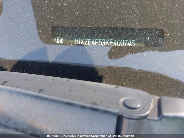 2019 Honda Insight Ex მანქანა იყიდება აუქციონზე, vin: 19XZE4F53KE400745, აუქციონის ნომერი: 40078953