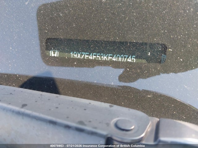 2019 Honda Insight Ex მანქანა იყიდება აუქციონზე, vin: 19XZE4F53KE400745, აუქციონის ნომერი: 40078953