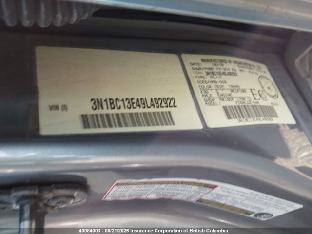 40084003 :رقم المزاد ، 3N1BC13E49L492922 vin ، 2009 Nissan Versa مزاد بيع