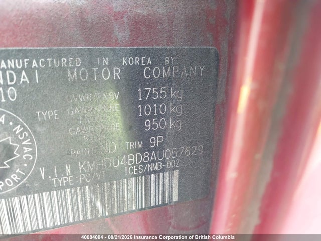 Продаж на аукціоні авто 2010 Hyundai Elantra Blue/gls/se, vin: KMHDU4BD8AU057629, номер лоту: 40084004