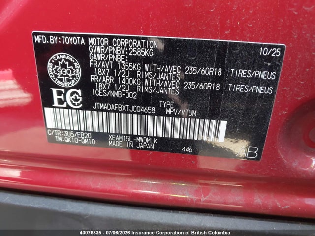 JTMADAFBXTJ004658 Toyota Bz Xle/limited