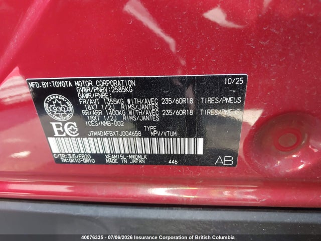JTMADAFBXTJ004658 Toyota Bz Xle/limited