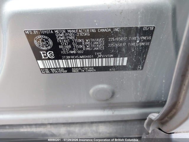 Toyota RAV4 LE 2018 2T3BFREV5JW804601 Image 9
