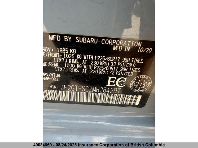 JF2GTHSC2MH284297 Subaru Crosstrek Sport