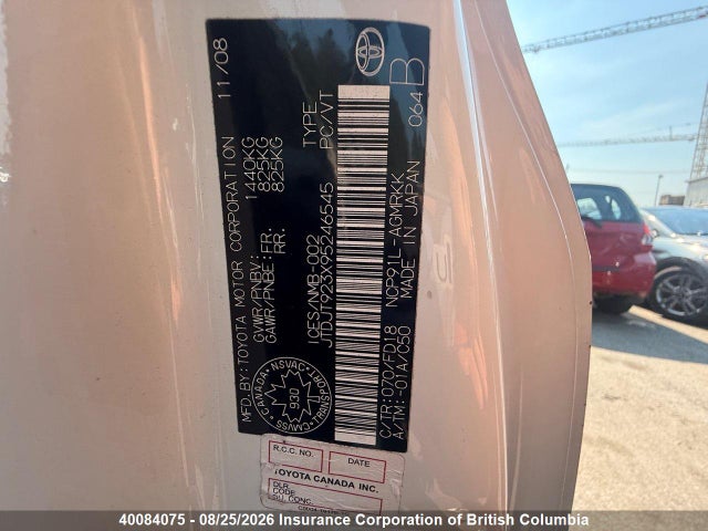 Aukcja sprzedaży 2009 Toyota Yaris, vin: JTDJT923X95246545, numer aukcji: 40084075