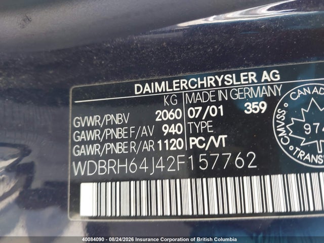 Продаж на аукціоні авто 2002 Mercedes-benz C 320, vin: WDBRH64J42F157762, номер лоту: 40084090