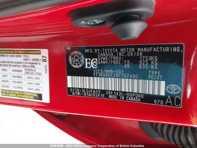 Продажа на аукционе авто 2009 Toyota Corolla Matrix, vin: 2T1KU40E29C107490, номер лота: 40084096