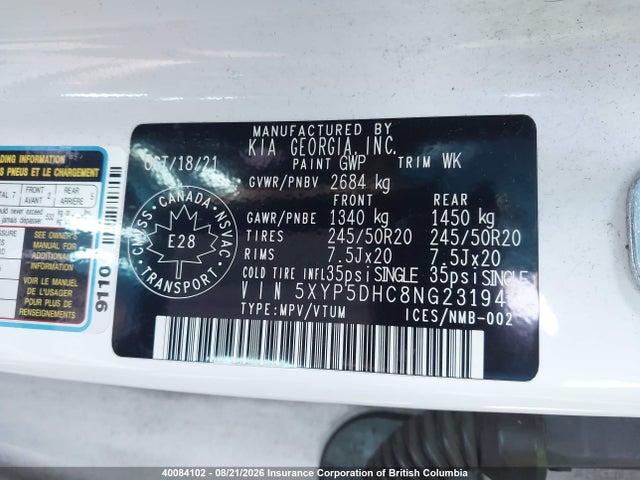 KIA Telluride Sx 2022 5XYP5DHC8NG231946 Image 9