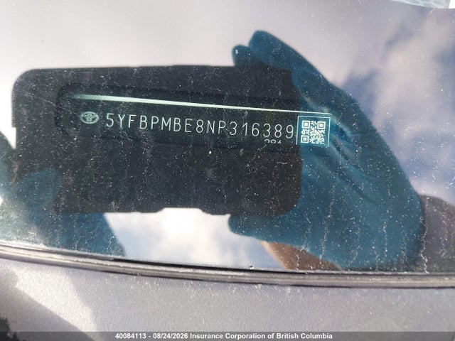 Aukcja sprzedaży 2022 Toyota Corolla Le/xle, vin: 5YFBPMBE8NP316389, numer aukcji: 40084113
