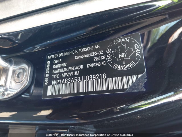 WP1AB2A53JLB39218 Porsche MACAN S