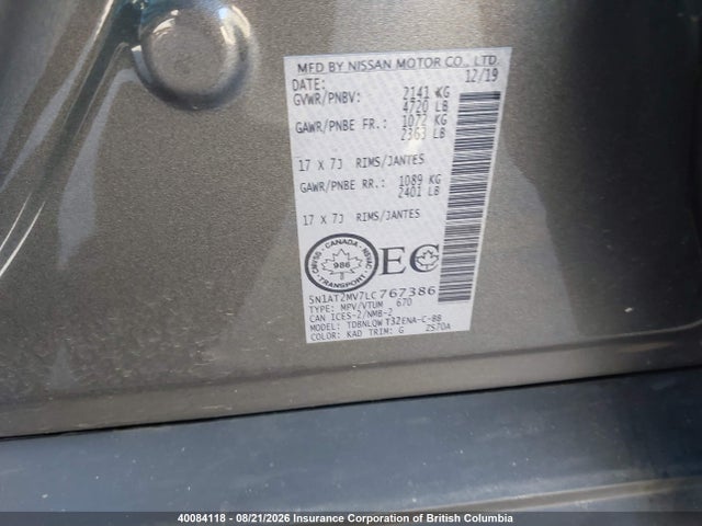 Nissan Rogue 2020 5N1AT2MV7LC767386 Image 9