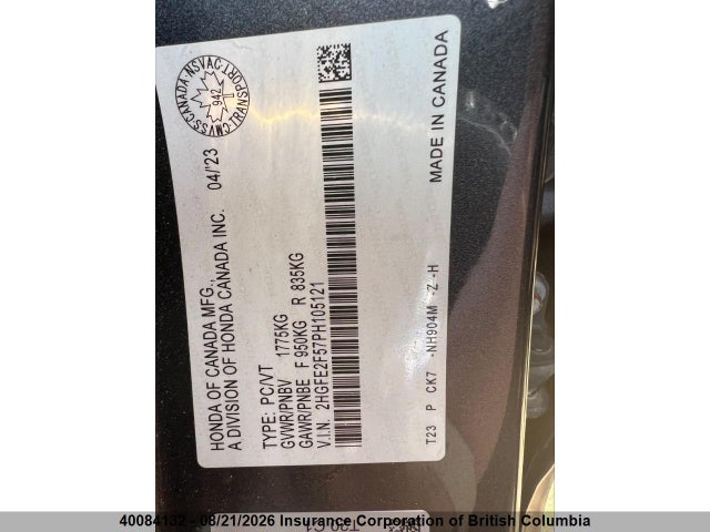 Aukcja sprzedaży 2023 Honda Civic, vin: 2HGFE2F57PH105121, numer aukcji: 40084132